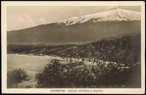 Taormina Panorama-Ansicht Veduta dell'Etna e Giardini Sizilien  Sicilia 1920