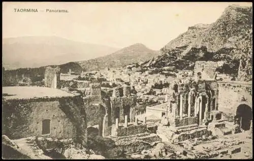 Cartoline Taormina Panorama-Ansicht Sizilien  Sicilia 1910