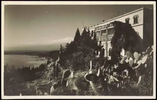 Taormina Hôtel Beausejour, Kakteen, Panorama Sizilien  Sicilia 1930