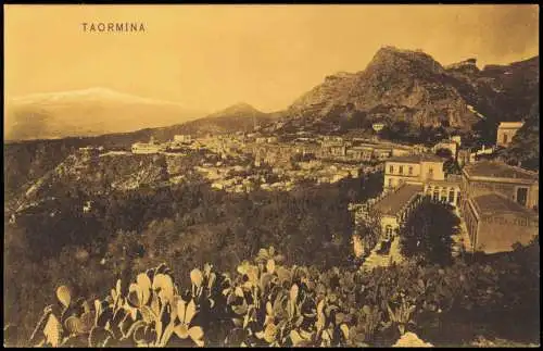 Cartoline Taormina Panorama-Ansicht, Fernansicht 1910