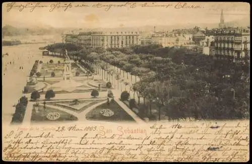 Postales San Sebastian Donostia Donosti Piaza la Zuriolla Baskenland 1903