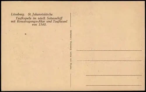 Lüneburg St. Johanniskirche   Seitenschiff Kreuztragungs-Altar  Taufkessel 1910