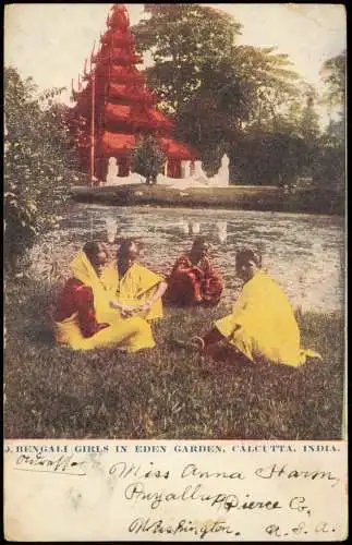 Kalkutta Kolkata BENGALI GIRLS IN EDEN GARDEN, CALCUTTA, INDIA. 1913