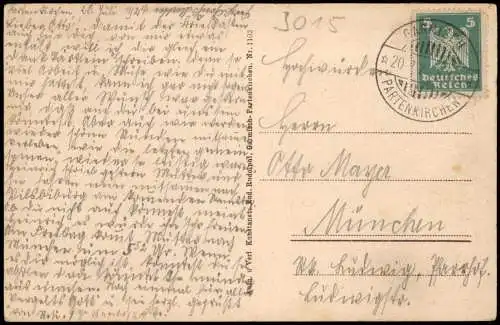 Ansichtskarte Garmisch-Partenkirchen Sommerbild Blumen Berggipfel Alpen 1924