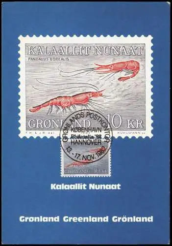 Briefmarken-Ansichtskarte Philatelia 82 Grönland Dänemark Danmark 1982