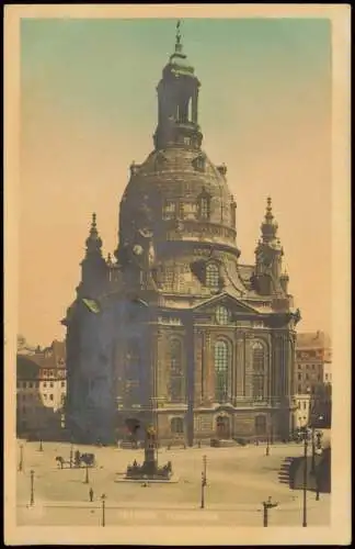 Ansichtskarte Innere Altstadt-Dresden Frauenkirche colorierte Fotokarte 1912