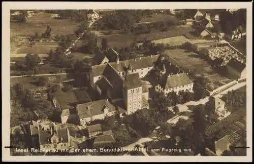 Ansichtskarte Insel Reichenau Luftaufnahme Luftbild Benedikter Abtei 1929