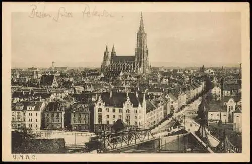 Ansichtskarte Ulm a. d. Donau Stadtpartie - Straßenblick 1928