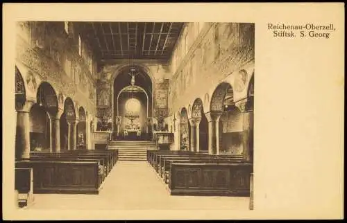 Ansichtskarte Reichenau (Bodensee) Stiftskirche S. Georg Oberzell 1922