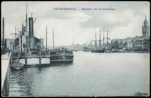 Dünkirchen Dunkerque Schiffe Dampfer Steamer Hafen Bassin du Commerce. 1912