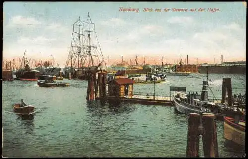 Ansichtskarte Hamburg Blick von der Seewarte auf den Hafen. 1912