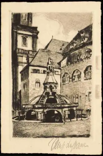 Ansichtskarte Worms Siegfried-Brunnen (nach Original-Radierung Handabzug) 1920