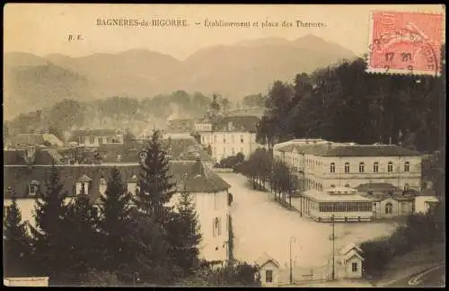 Bagnères-de-Bigorre Établissement et place des Thermes, Ortsansicht 1917