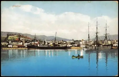 Postales Almería Ortsansicht, Hafen, Schiffe Segelschiff 1910