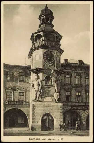 Postcard Arnau Hostinné Rathaus von ARNAU a. E. 1938