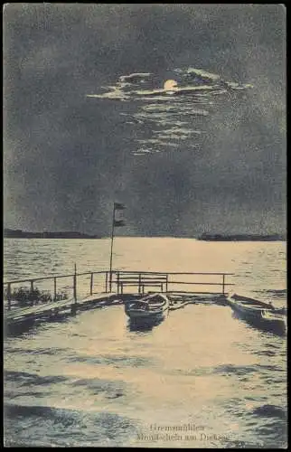 Bad Malente-Gremsmühlen-Malente Mondschein am Dicksee Gremsmühlen 1914