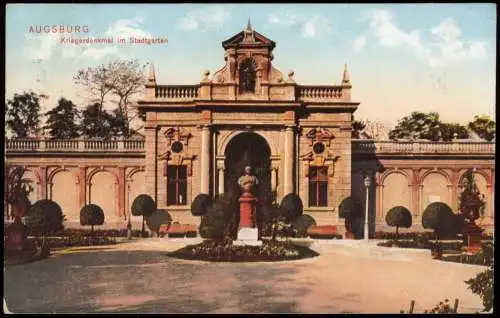 Ansichtskarte Augsburg Kriegerdenkmal im Stadtgarten 1910