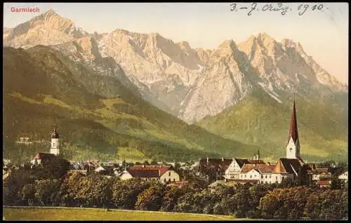 Ansichtskarte Garmisch-Partenkirchen Bergpanorama 1910