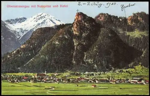 Ansichtskarte Oberammergau Panorama-Ansicht mit Notspitze und Kofel 1911/1910