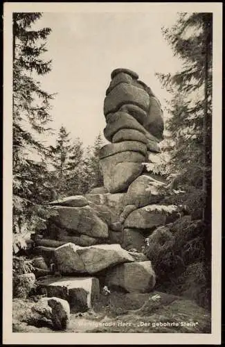 Ansichtskarte Wernigerode Fels-Formation im Harz Der gebohrte Stein 1953