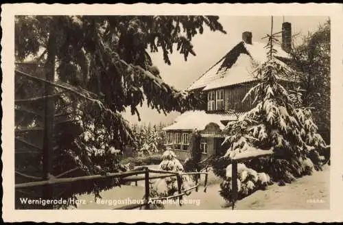 Wernigerode Berggasthof Armeleuteberg im Winter zur DDR-Zeit 1955