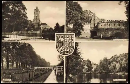 Gardelegen DDR Mehrbildkarte mit Kirche, Rosarium, Stadtgraben 1959