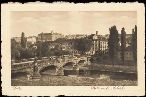 Ansichtskarte Zeitz Partie an der Aubrücke, Stadt-Teilansicht 1930