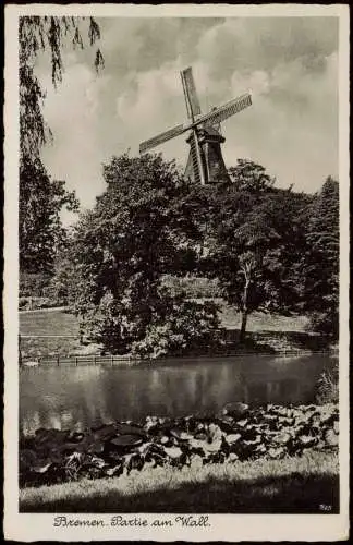 Ansichtskarte Bremen Partie am Wall mit Windmühle Mühle 1930