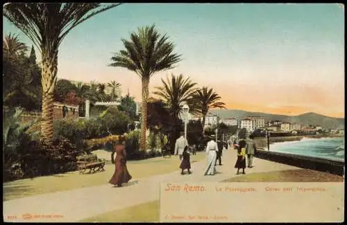 Cartoline San Remo Sanremo La Passeggiata. Corso dell' Imperatrice. 1909