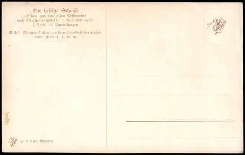 Heilige Schrift Religion Kirche Bibel Adam Eva vetrieben  Paradies Engel 1912