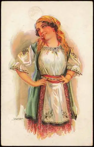 Postcard .Ungarn Trachten Typen - Ungarn Frau Zigeunerin Magyar 1912