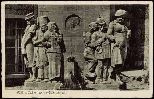 Ansichtskarte Köln Ostermann-Brunnen 1940  Blindstempel WK2 Feldpost