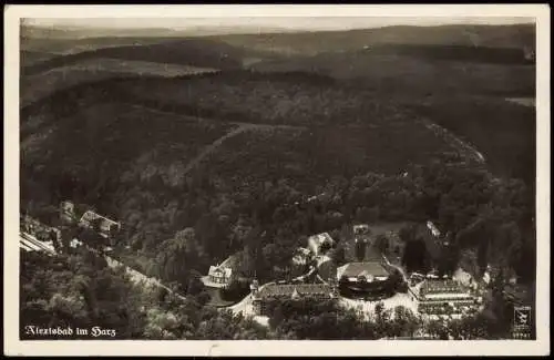 Ansichtskarte Alexisbad-Harzgerode Luftbild Hotel goldene Rose Harz 1937