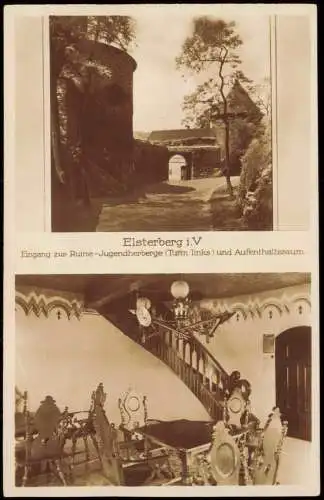 Elsterberg (Vogtland) 2 Bild Ruine-Jugendherberge Turm Aufenthaltsraum 1928