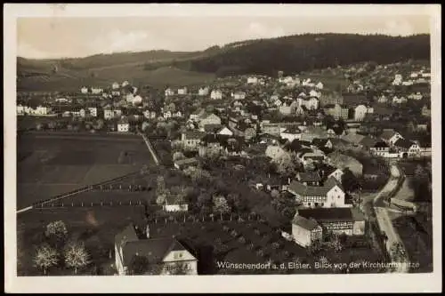 Ansichtskarte Wünschendorf (Elster) Blick von der Kirchturmspitze 1930