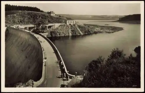 Ansichtskarte Bad Lobenstein Saaletalsperre Sperrmauer und Stausee 1934