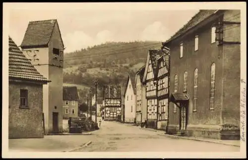 Ansichtskarte Asbach-Schmalkalden Straßenpartie 1956  gel. Landpoststempel