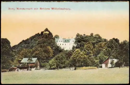 Bolkenhain Bolków Burg Nimmersatt mit Schloss Wilhelmsburg. 1918