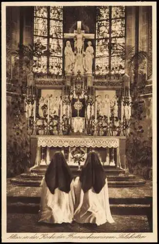 Ansichtskarte Salzkotten Nonnen vor Altar Kirche der Franziskanerinnen 1928