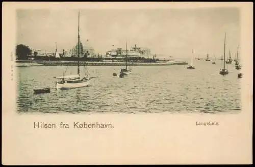 Postcard Kopenhagen København Langelinie Hafen 1909