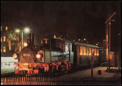 Geyer Denkmal der Verkehrsgeschichte Dampflokomotive bei Nacht 1998