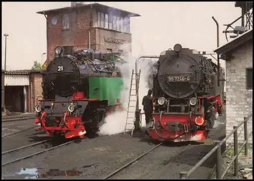 Ansichtskarte Wernigerode Lok 996001 Neubaulok Dampflokomotive Bahnhof 1988