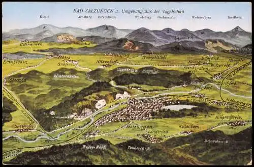 Ansichtskarte Bad Salzungen Umgebung aus der Vogelschau 1915