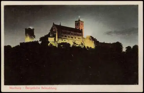 Ansichtskarte Eisenach Wartburg Beleuchtung bei Nacht 1956