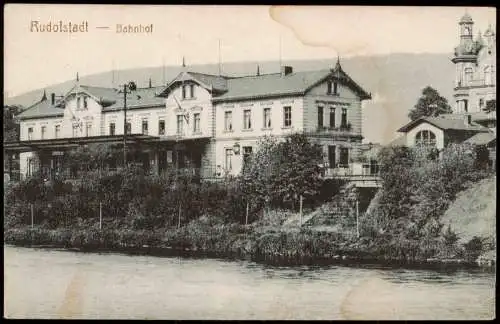 Ansichtskarte Rudolstadt Bahnhof 1944  gel. Feldpoststempel WK2