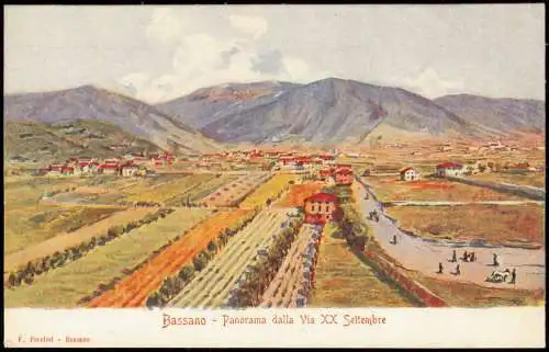 Bassano Bassano Panorama dalla Via XX Settembre (Künstlerkarte) 1900