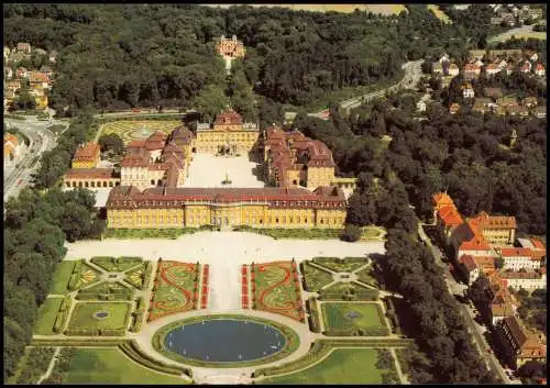 Ludwigsburg Residenzschloß mit Schloß Favorite Luftbild von Süden 1980