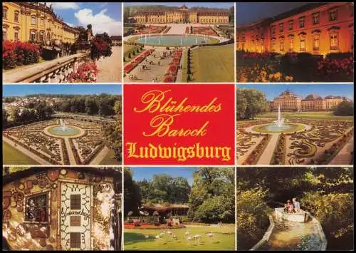 Ludwigsburg Mehrbildkarte Württ. Residenzschloß und Blühendes Barock 1980