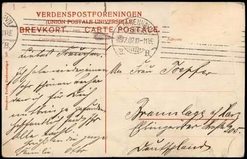 Postcard Kopenhagen København Købmagergade med Rundetaarn. 1910