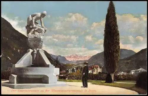 Bozen Bolzano Der Laurinsbrunnen an der Wassermauerpromenade 1913  Südtirol